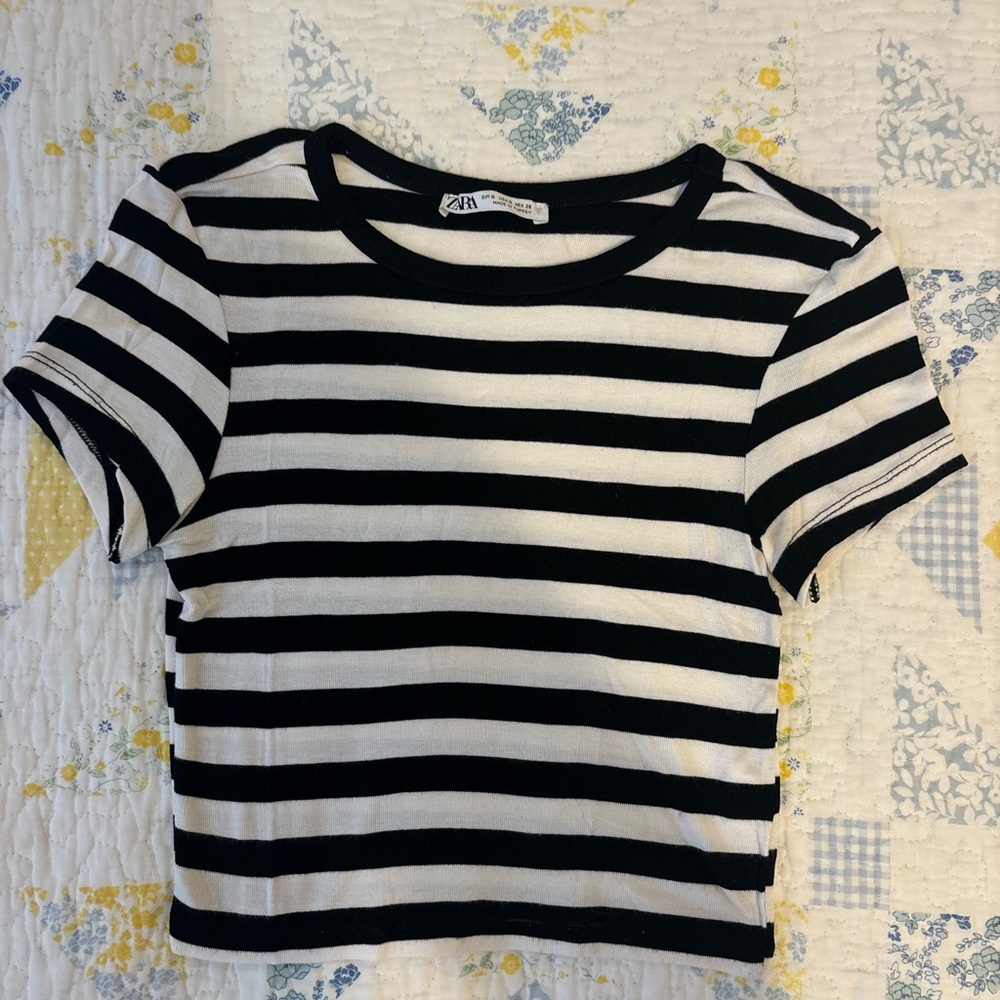 Zara Monochrome Striped Top